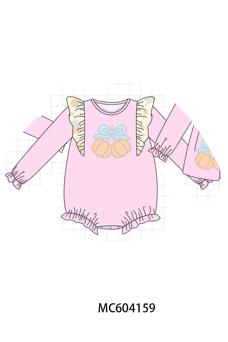 PO86 Pink pumpkin applique bow ruffle collection  - closing 4/13 - ETA early September