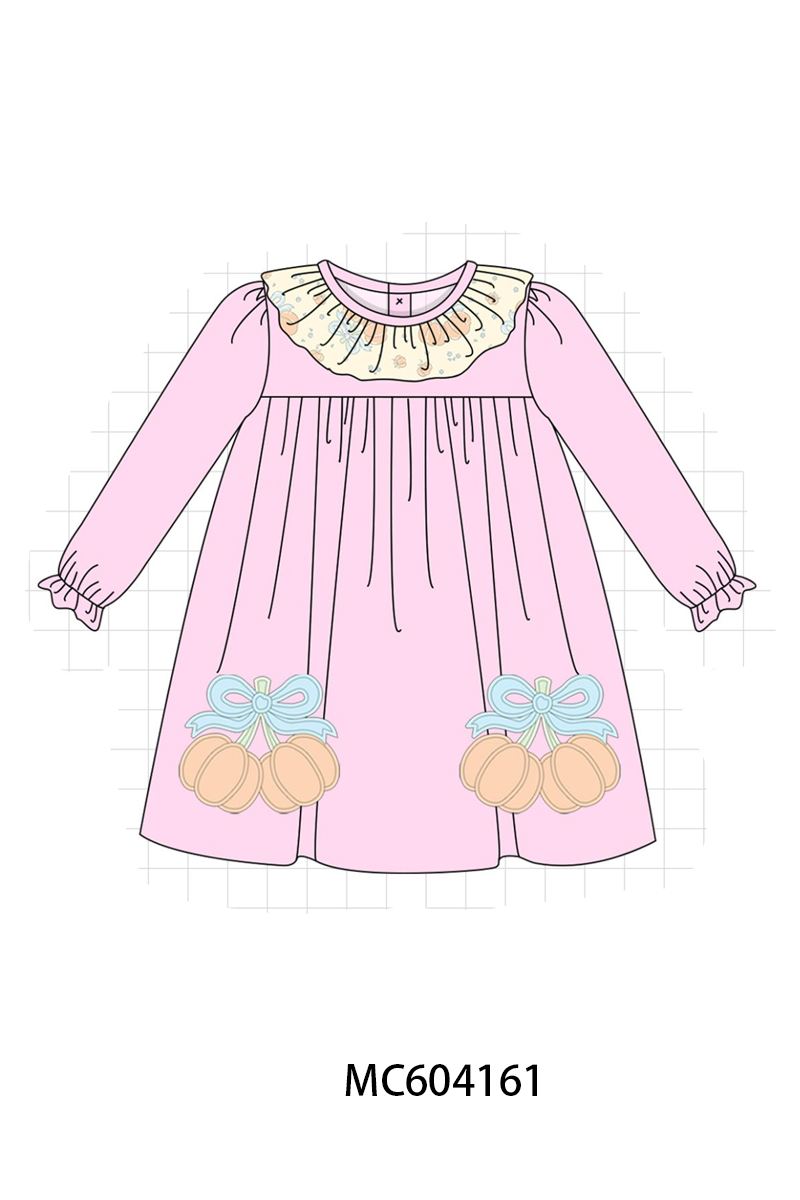 PO86 Pink pumpkin applique bow ruffle collection  - closing 4/13 - ETA early September