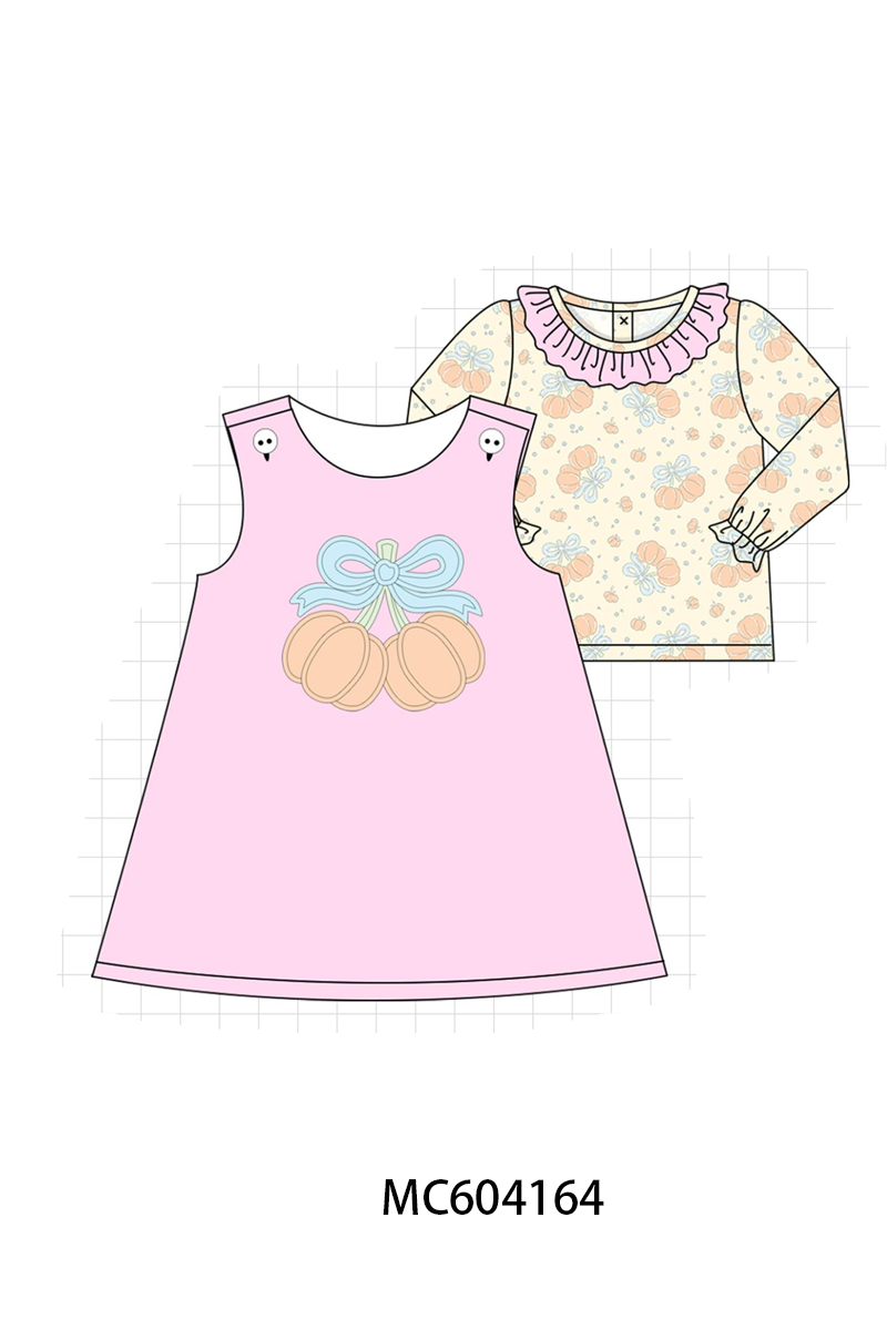 PO86 Pink pumpkin applique bow ruffle collection  - closing 4/13 - ETA early September