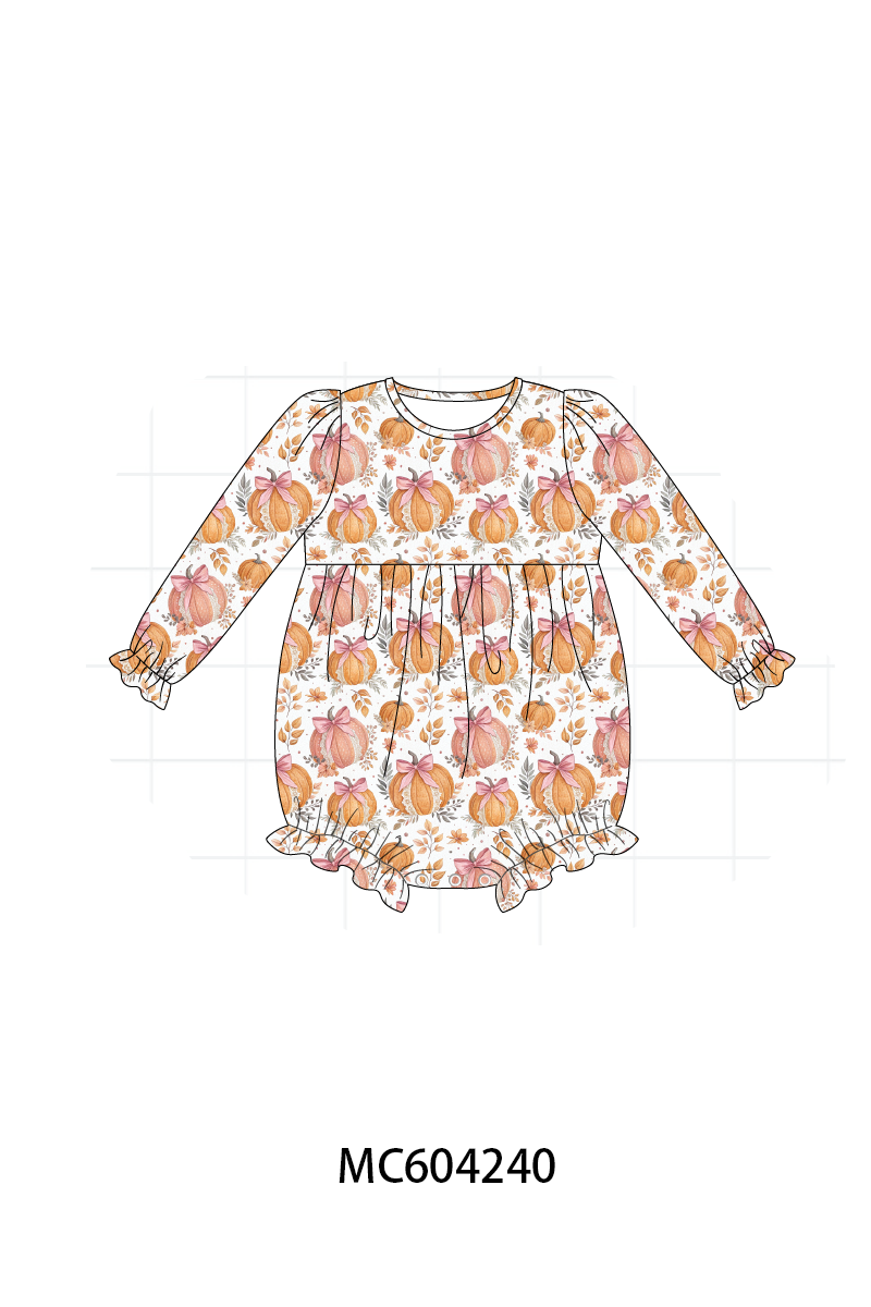 PO86 Orange pumpkin print ruffle collection 1  - closing 4/13 - ETA early September
