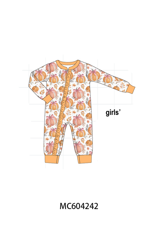 PO86 Orange pumpkin print ruffle collection 2  - closing 4/13 - ETA early September