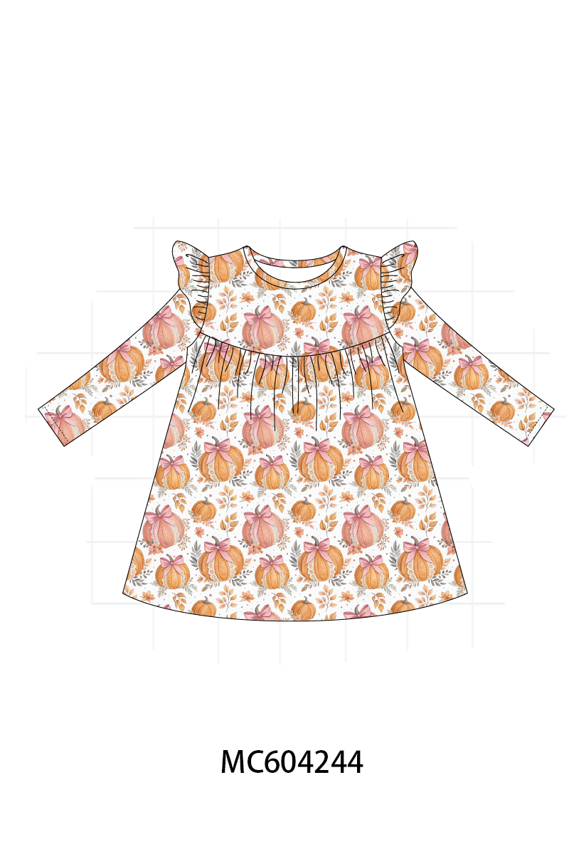 PO86 Orange pumpkin print ruffle collection 1  - closing 4/13 - ETA early September