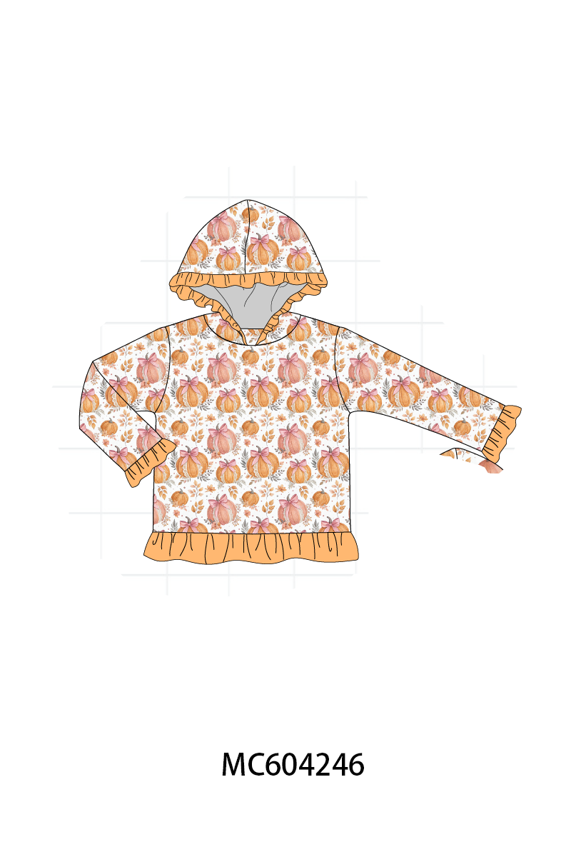 PO86 Orange pumpkin print ruffle collection 1  - closing 4/13 - ETA early September