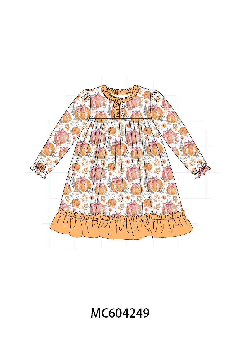 PO86 Orange pumpkin print ruffle collection 2  - closing 4/13 - ETA early September
