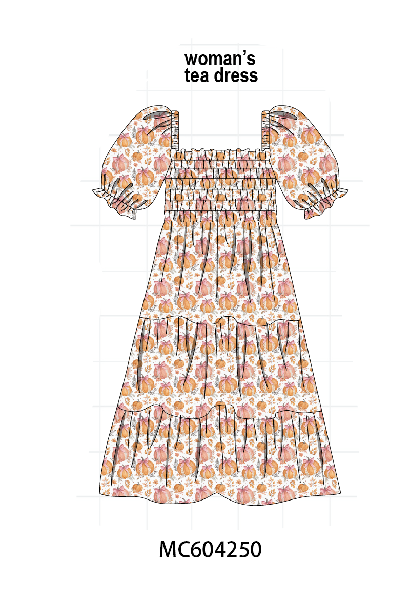 PO86 Orange pumpkin print ruffle collection 2  - closing 4/13 - ETA early September