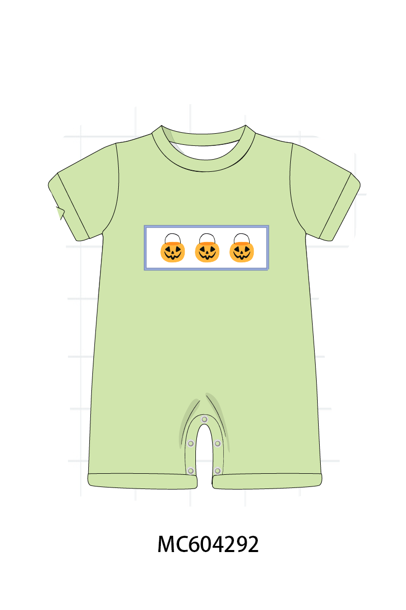 PO86 Green halloween pumpkin embroidery ruffle collection  - closing 4/13 - ETA early September
