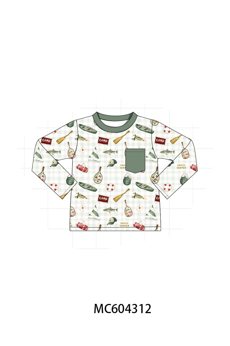 PO86 Green camping print ruffle collection  - closing 4/13 - ETA early September