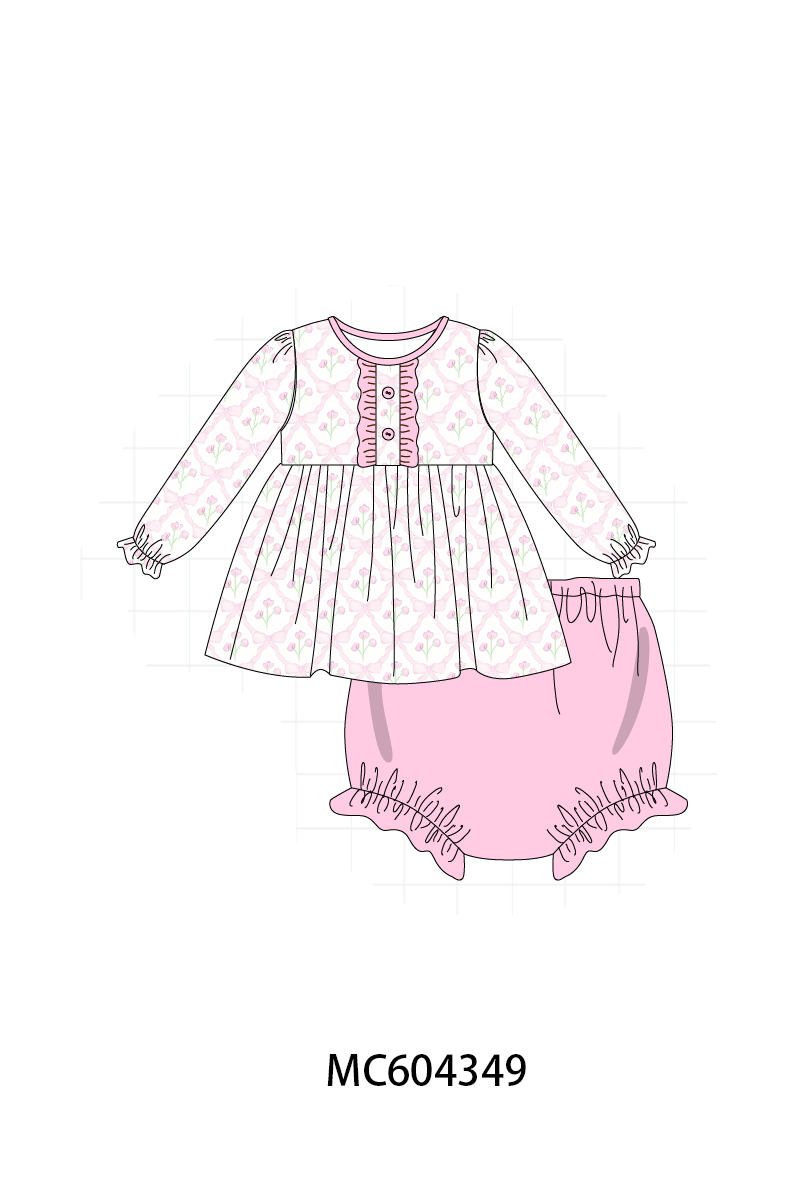 PO86 Pink floral print ruffle collection  - closing 4/13 - ETA early September