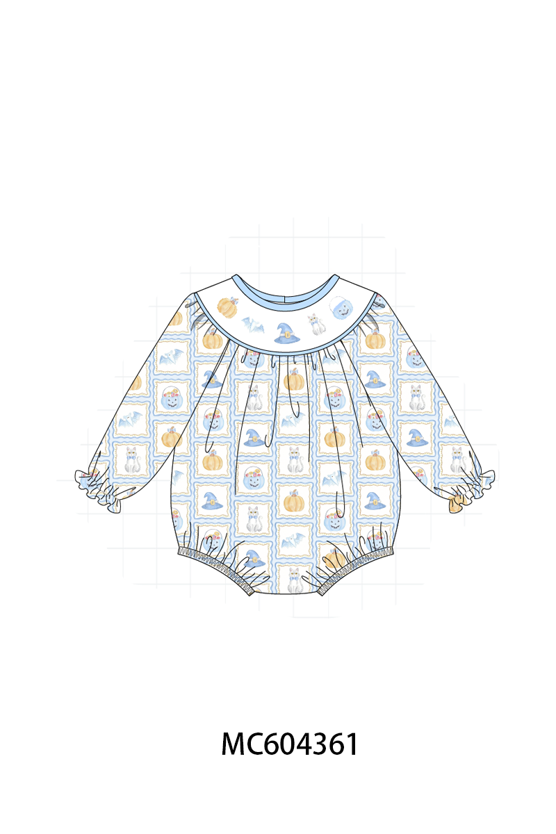 PO86 Blue halloween embroidery plaid collection  - closing 4/13 - ETA early September