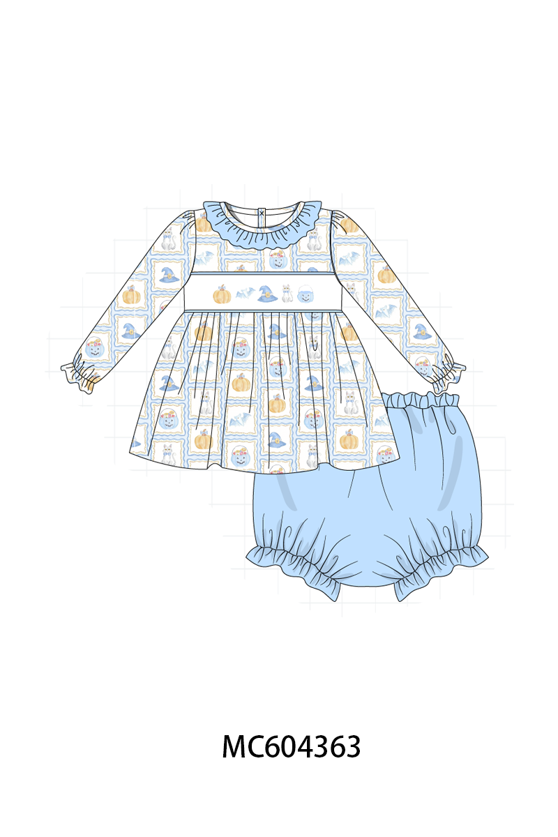 PO86 Blue halloween embroidery plaid collection  - closing 4/13 - ETA early September
