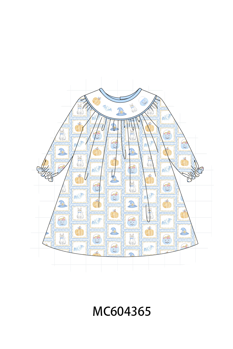PO86 Blue halloween embroidery plaid collection  - closing 4/13 - ETA early September