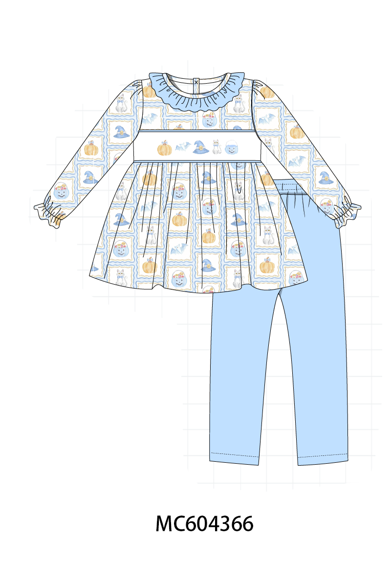 PO86 Blue halloween embroidery plaid collection  - closing 4/13 - ETA early September