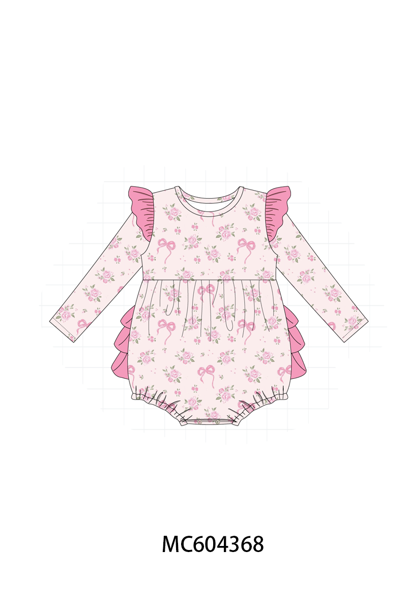 PO86 Pink rose floral bow print collection  - closing 4/13 - ETA early September