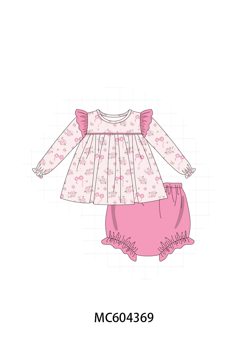 PO86 Pink rose floral bow print collection  - closing 4/13 - ETA early September