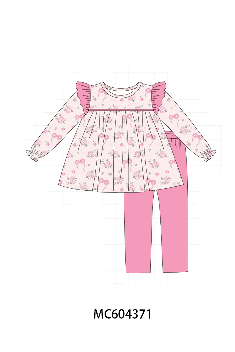 PO86 Pink rose floral bow print collection  - closing 4/13 - ETA early September