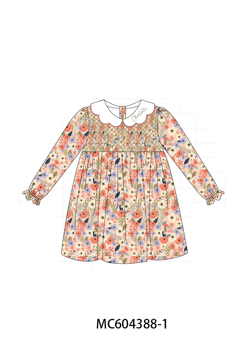 PO86 Coral floral monogram embroidery smocked collection  - closing 4/13 - ETA early September