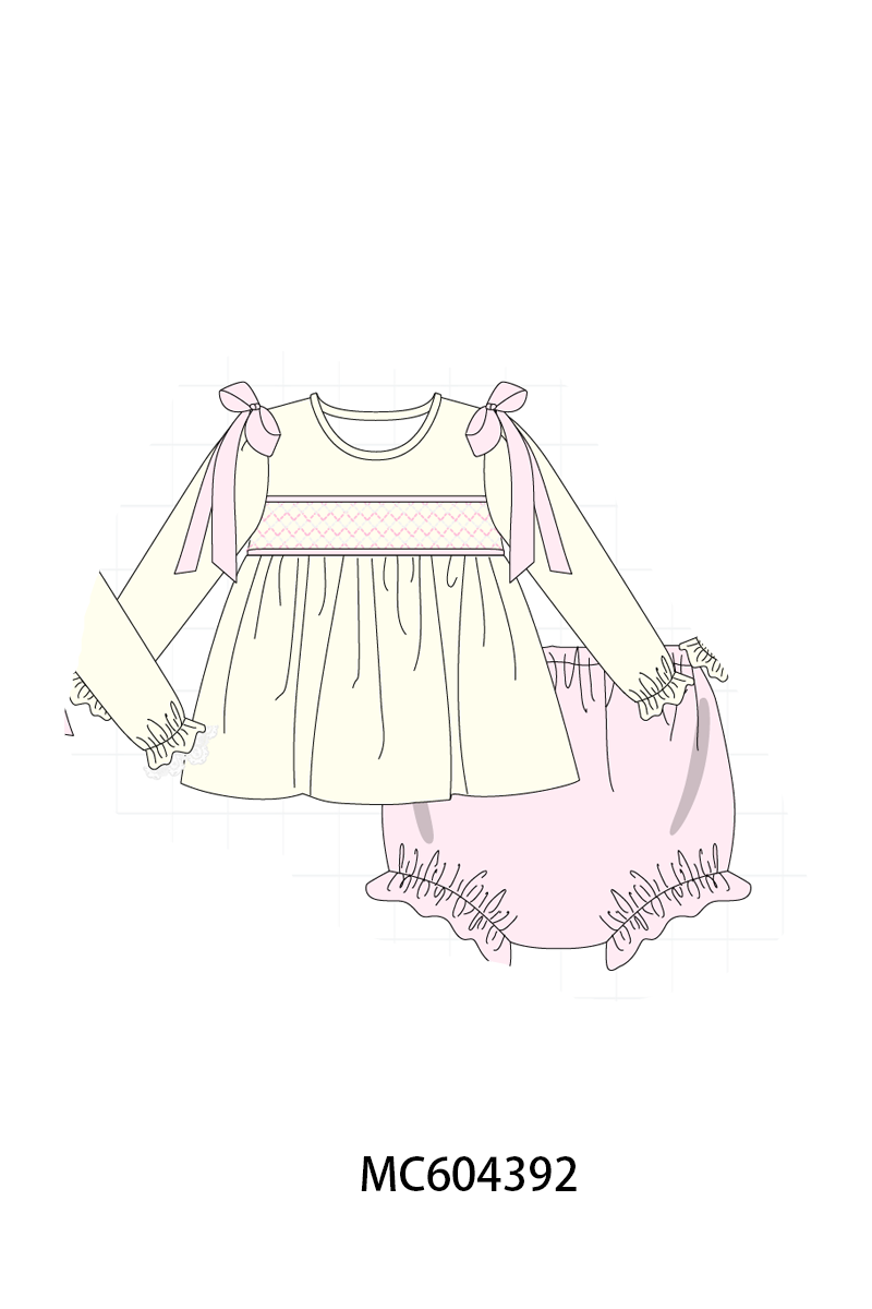 PO86 Cream smocked bow collection  - closing 4/13 - ETA early September