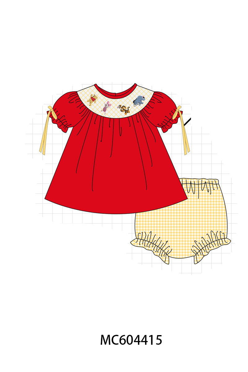 PO88 Red winnie the pool smocked ribbon collection - closing 4/27 - eta late September