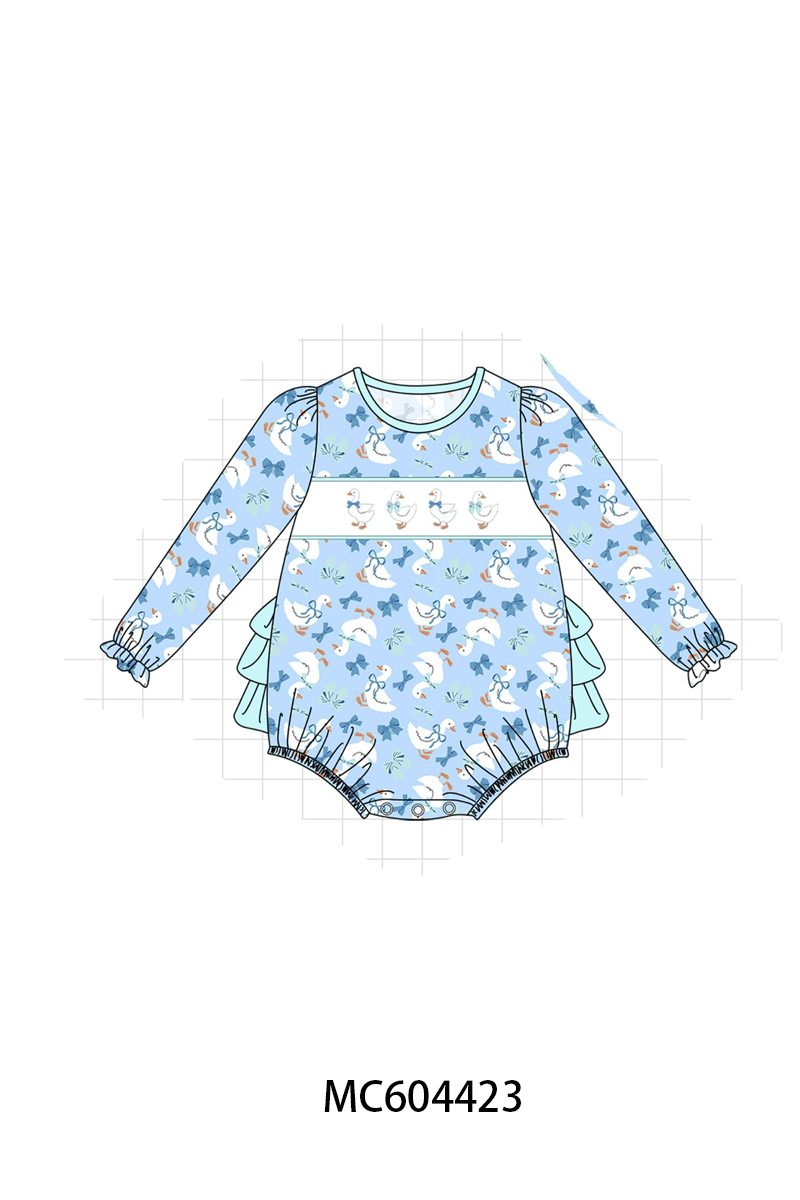 PO88 Blue goose bow embroidery ruffle collection - closing 4/27 - eta late September