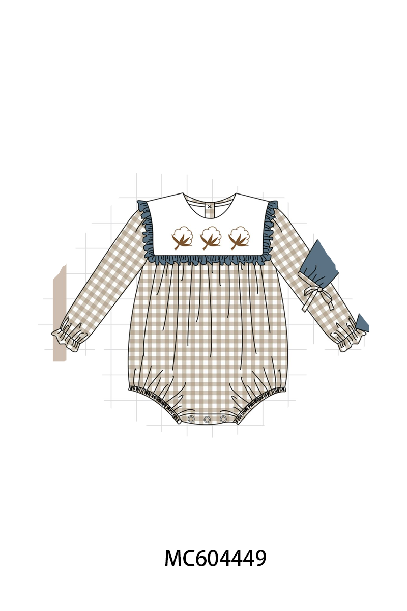 PO88 Navy cotton embroidery gingham ruffle collection - closing 4/27 - eta late September