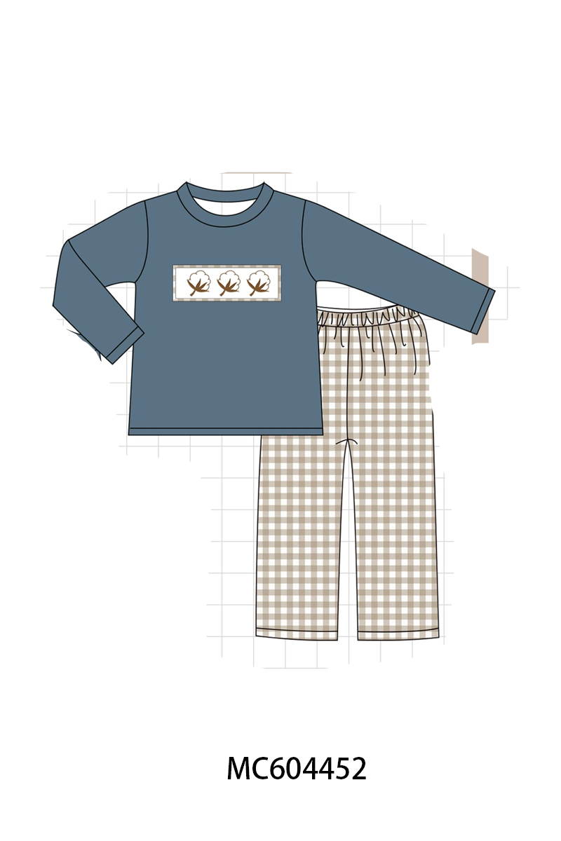 PO88 Navy cotton embroidery gingham ruffle collection - closing 4/27 - eta late September