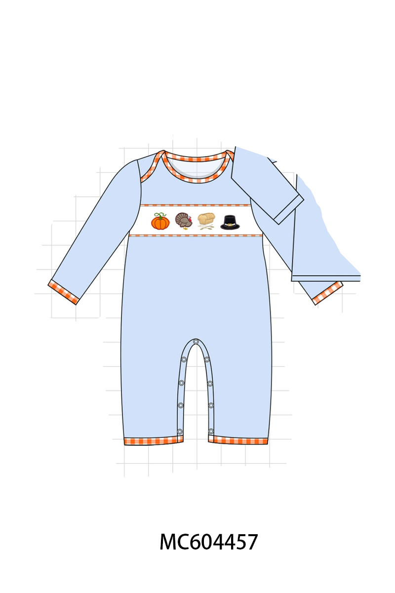 PO88 Pink&blue thankgiving day turkey embroidery gingham collection- closing 4/27 - eta late September