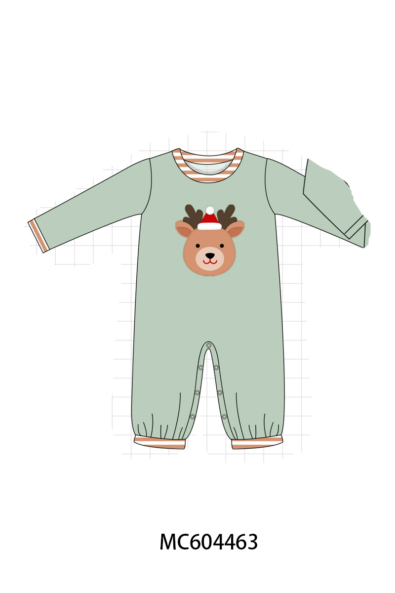 PO88 Sage christmas reindeer applique floral ruffle collection - closing 4/27 - eta late September