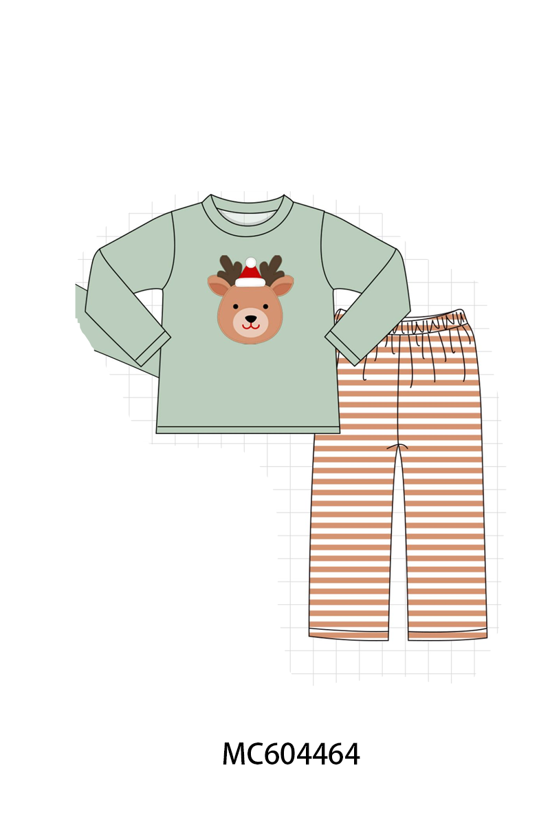 PO88 Sage christmas reindeer applique floral ruffle collection - closing 4/27 - eta late September