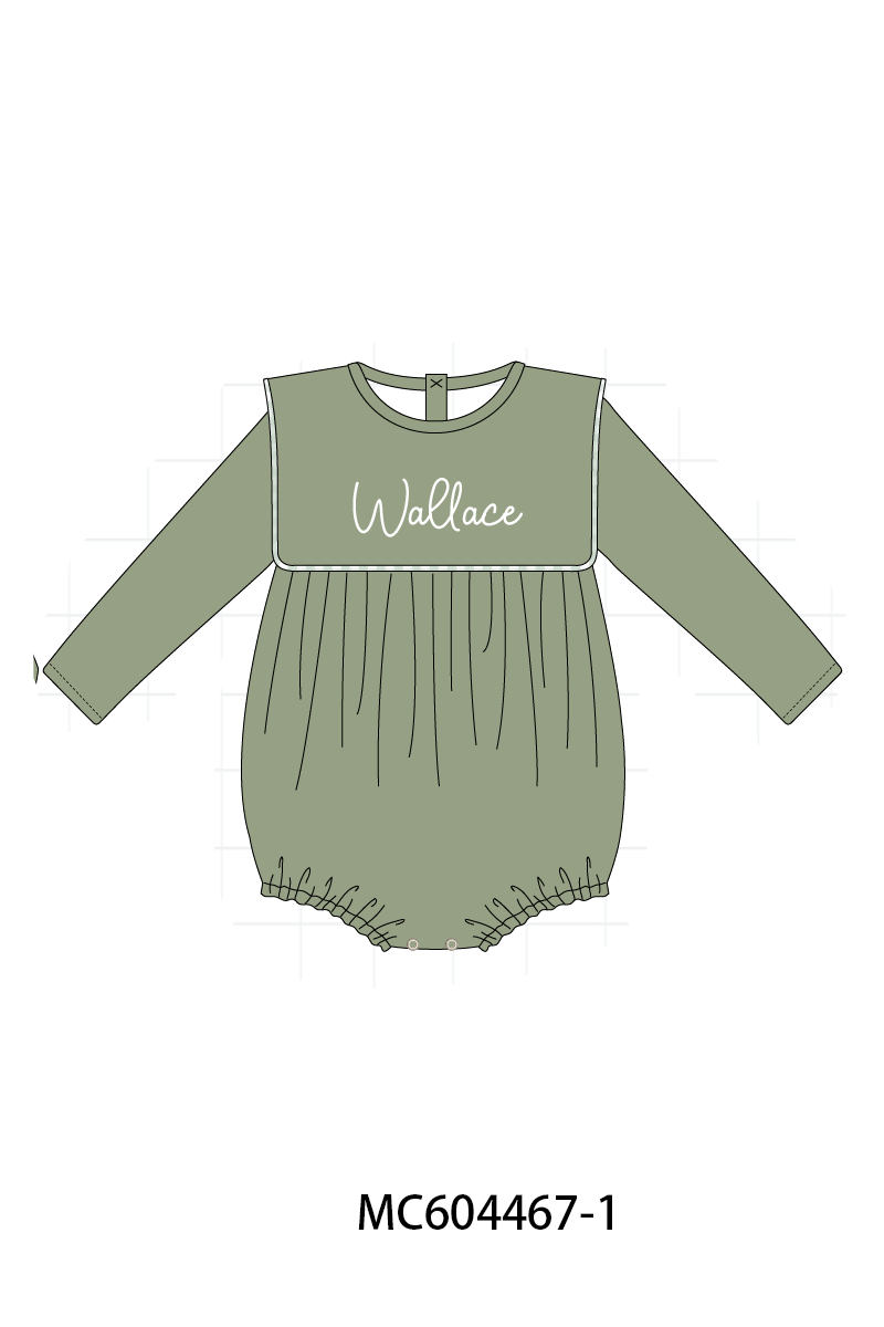 PO88 Green monogram embroidery floral ruffle gingham collection - closing 4/27 - eta late September