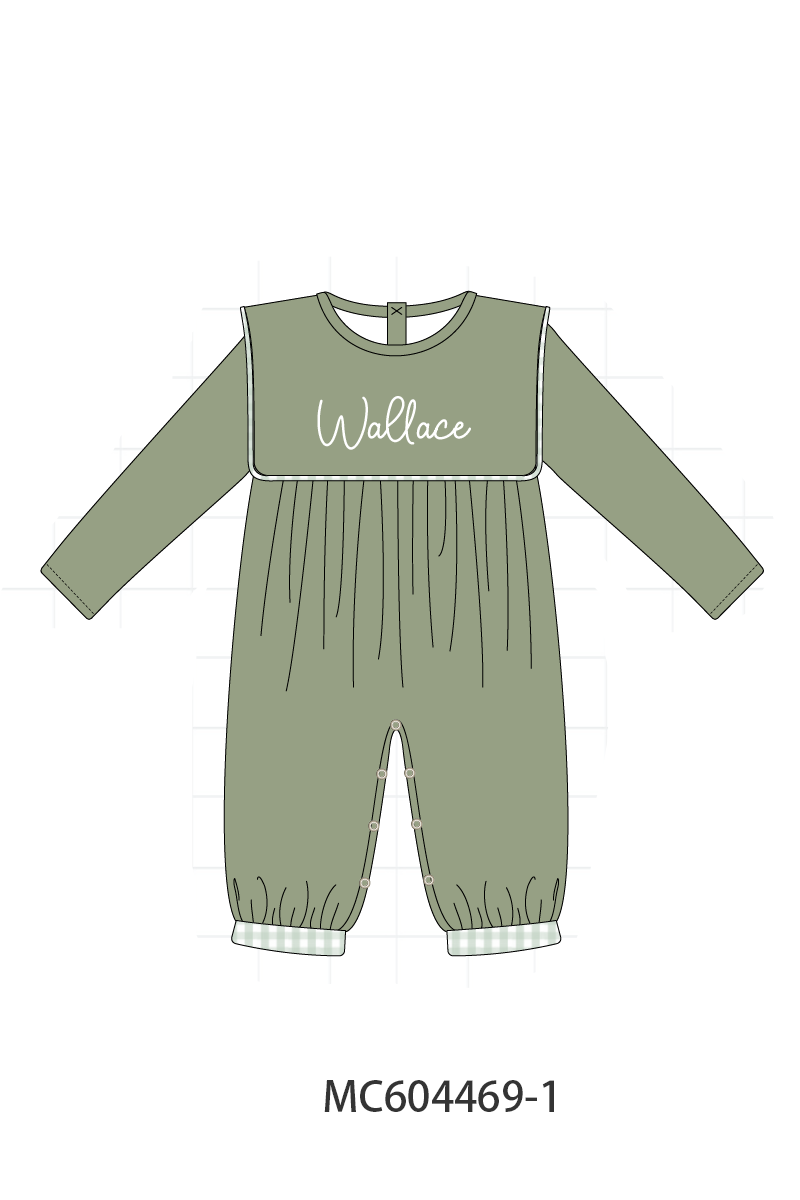 PO88 Green monogram embroidery floral ruffle gingham collection - closing 4/27 - eta late September