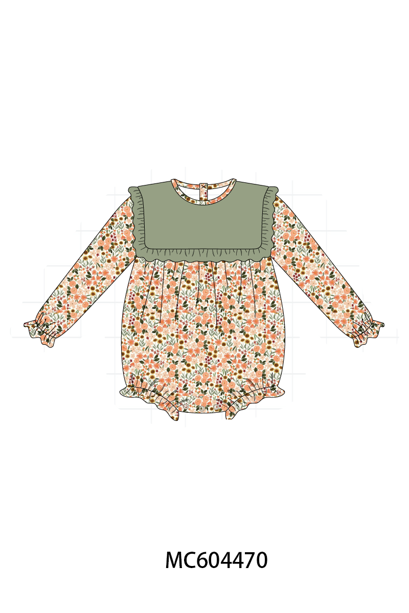 PO88 Green floral print ruffle gingham collection - closing 4/27 - eta late September