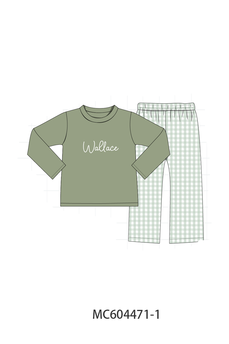 PO88 Green monogram embroidery floral ruffle gingham collection - closing 4/27 - eta late September