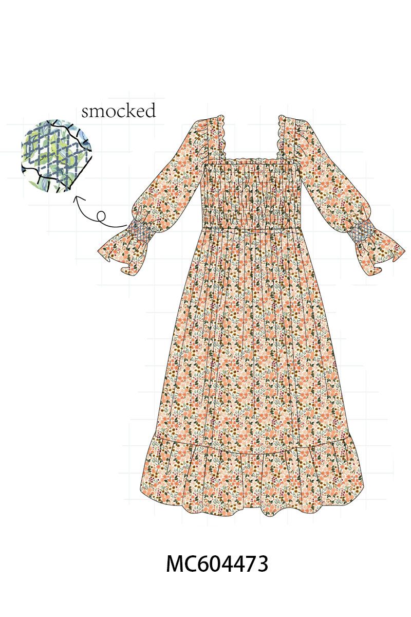 PO88 Green floral print ruffle gingham collection - closing 4/27 - eta late September