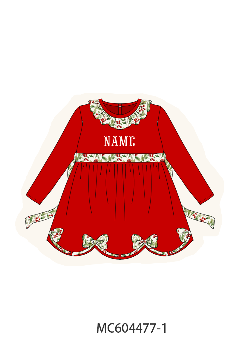 PO88 Red christmas bows monogram embroidery ruffle collection - closing 4/27 - eta late September