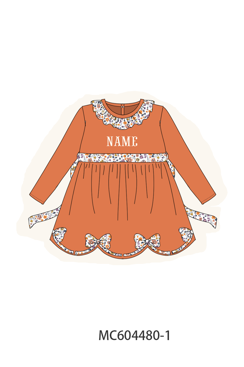 PO88 Orange monogram embroidery floral print ruffle collection - closing 4/27 - eta late September