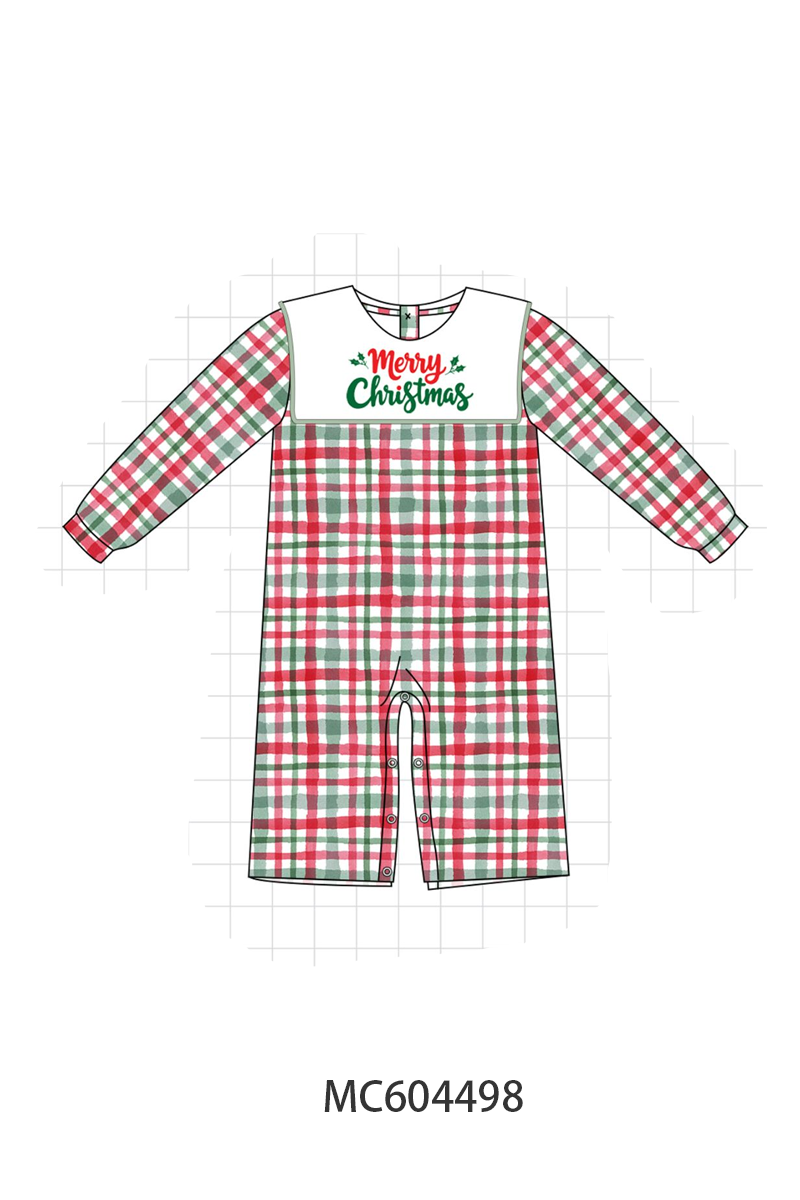 PO88 Green merry christmas embroidery plaid ruffle collection - closing 4/27 - eta late September