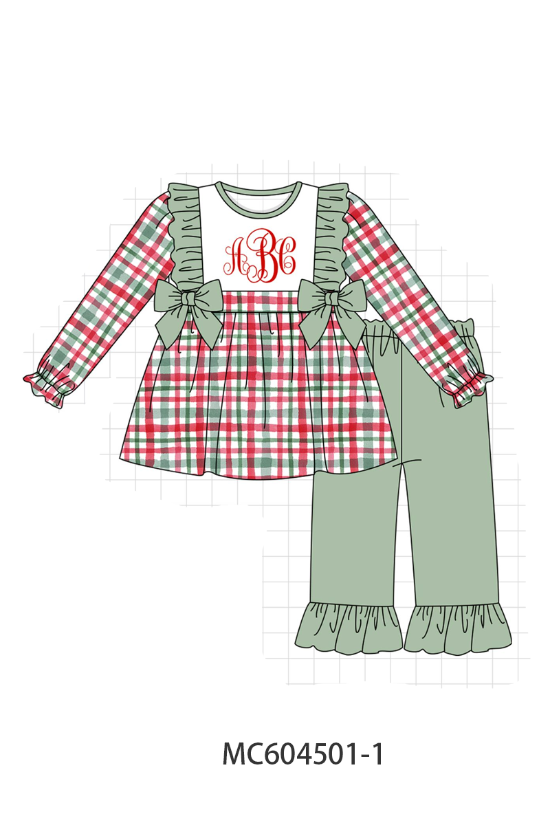 PO88 Green monogram plaid ruffle collection - closing 4/27 - eta late September
