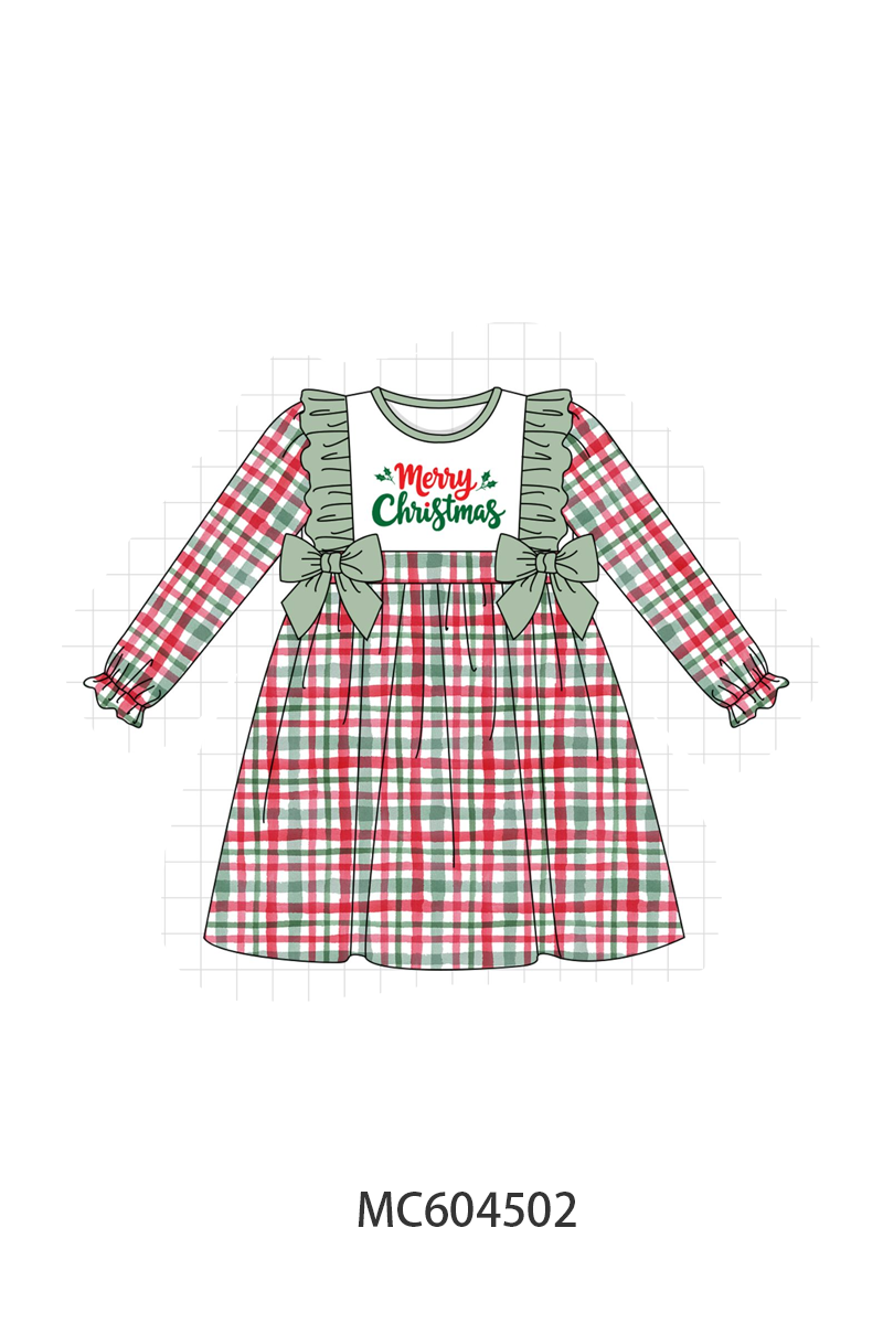 PO88 Green merry christmas embroidery plaid ruffle collection - closing 4/27 - eta late September