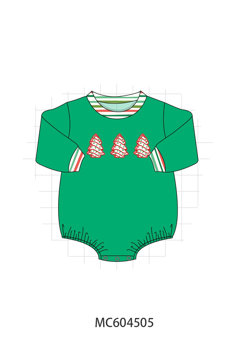 PO88 Green christmas tree bow applique stripe collection - closing 4/27 - eta late September
