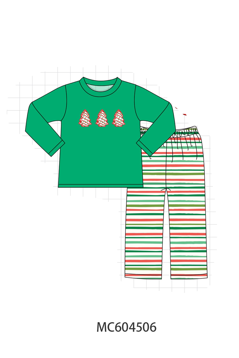 PO88 Green christmas tree bow applique stripe collection - closing 4/27 - eta late September