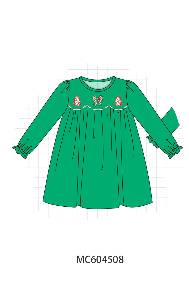 PO88 Green christmas tree bow applique stripe collection - closing 4/27 - eta late September