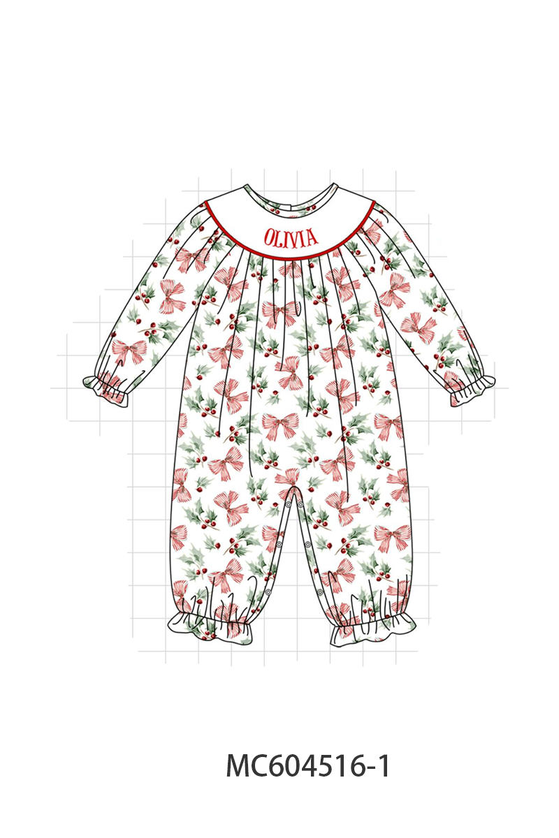 PO88 Christmas holly monogram embroidery bow collection - closing 4/27 - eta late September