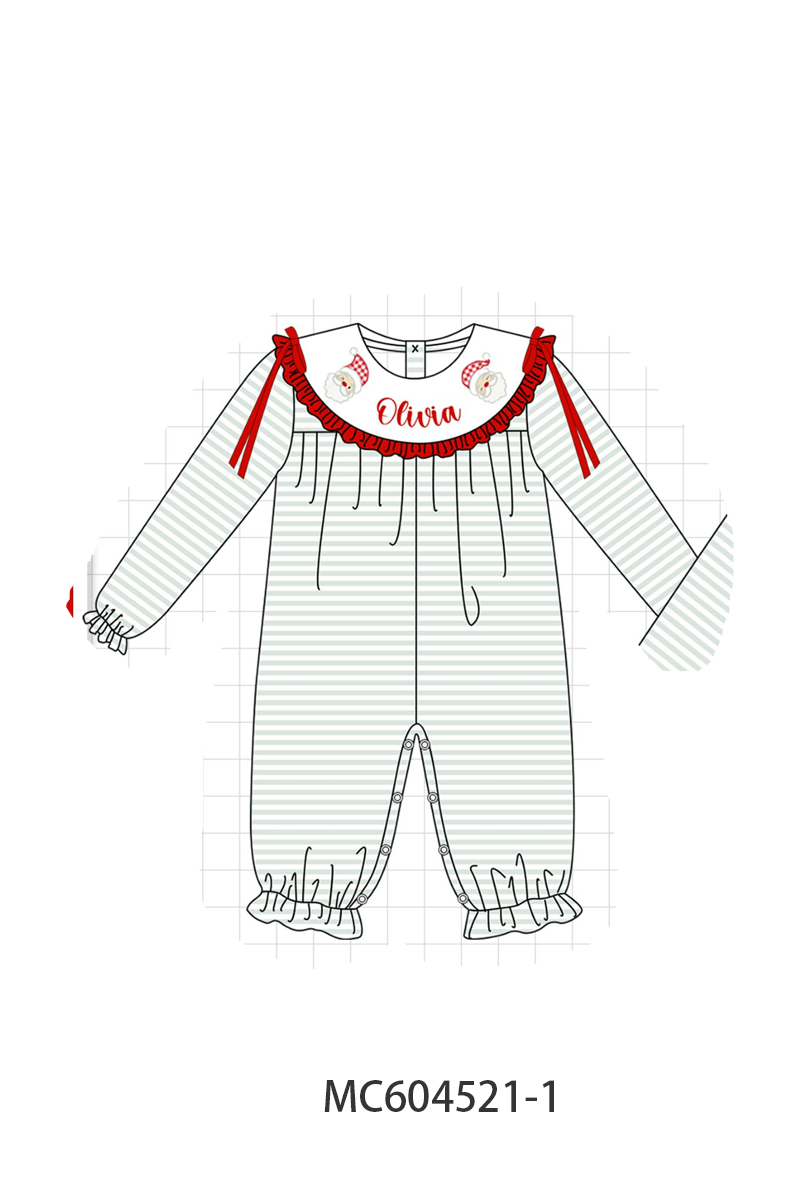PO88 Sage santa monogram embroidery stripe collection - closing 4/27 - eta late September
