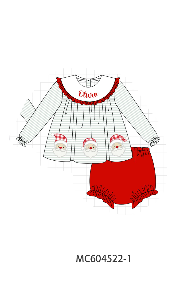 PO88 Sage santa monogram embroidery stripe collection - closing 4/27 - eta late September