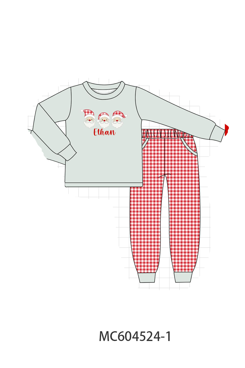 PO88 Sage santa monogram embroidery stripe collection - closing 4/27 - eta late September