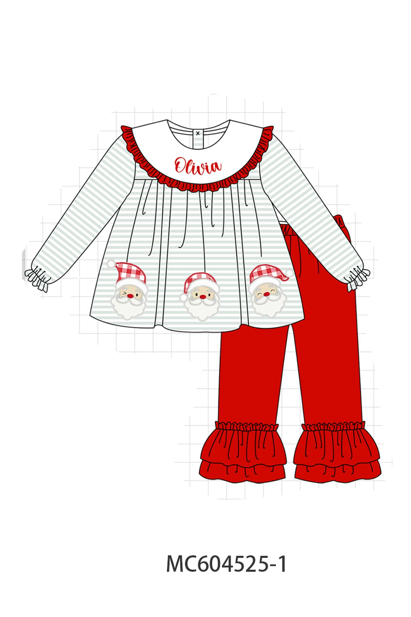 PO88 Sage santa monogram embroidery stripe collection - closing 4/27 - eta late September