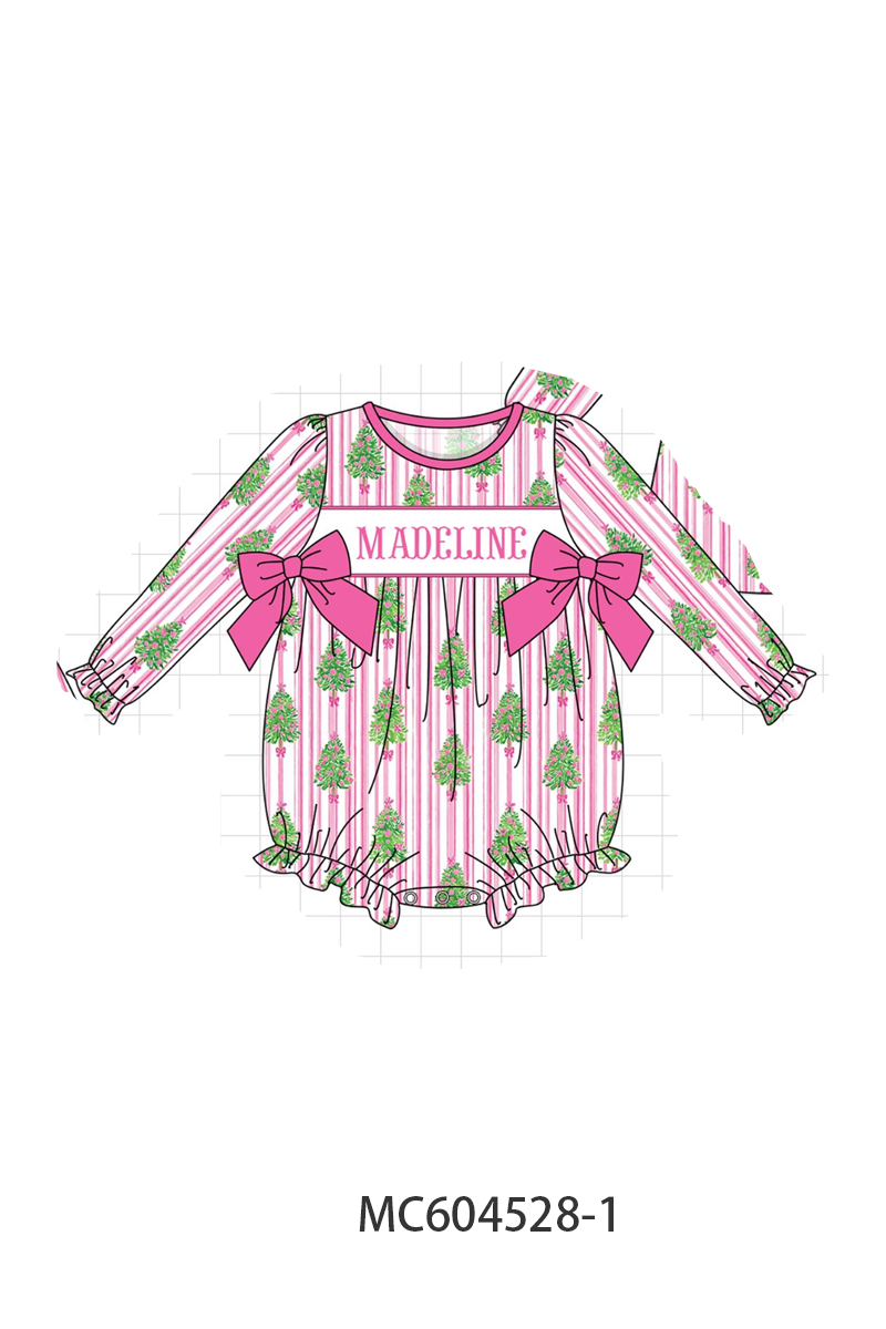 PO88 Pink&red christmas tree monogram embroidery stripe collection - closing 4/27 - eta late September