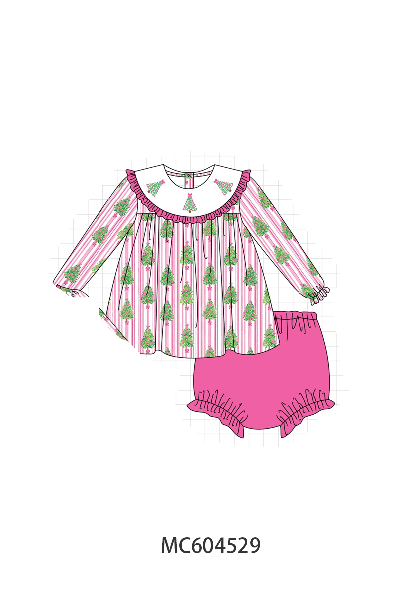 PO88 Pink&red christmas tree embroidery stripe collection - closing 4/27 - eta late September