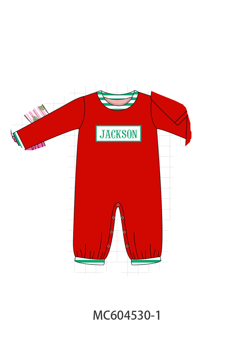 PO88 Pink&red christmas tree monogram embroidery stripe collection - closing 4/27 - eta late September