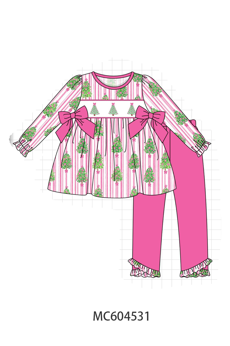 PO88 Pink&red christmas tree embroidery stripe collection - closing 4/27 - eta late September